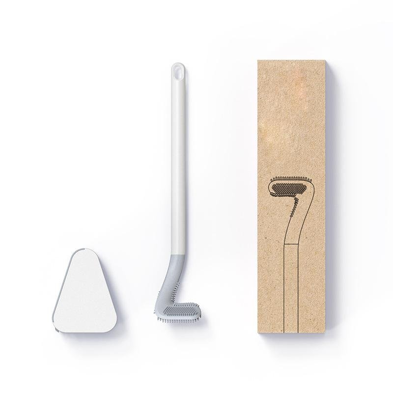 Driehoekige WC-Borstel met Wandhouder | Hygiënische Toiletborstel voor Moderne Badkamer Zonder Boren | Sulvida