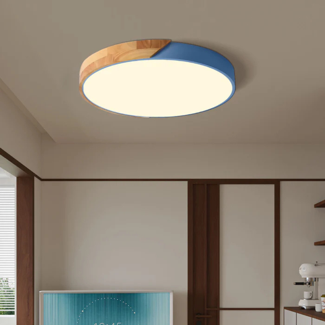 Plafondlamp Hout & Acryl Scandinavisch Design Warm Licht Ø23/30cm Slaapkamer Woonkamer Energiezuinige LED | Sulvida