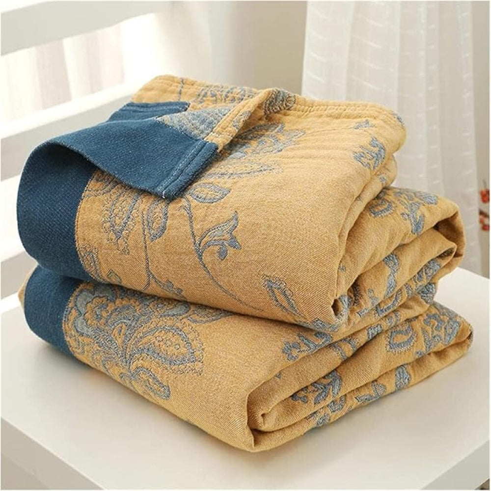 Katoenen Plaid met Bloemenmotief 5-laags Gauze Deken Lichtgewicht Muslin Bed Bank Sprei 150×200 200×230 | Sulvida