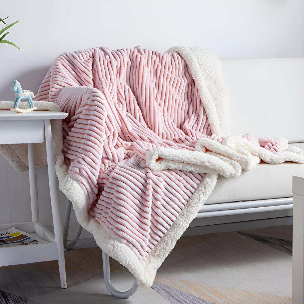 Dubbelzijdige Sherpa Plaid Gestreept met Fleece – Zacht Warm Dekbed voor Bank Bed Sofa Woonkamer en Lounge | Sulvida