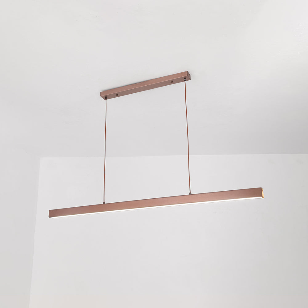 Moderne LED Hanglamp Lineair Design Zwart Bruin Dimbaar Eettafel Woonkamer Metaal Acryl 80-150cm Eetkamer | Sulvida