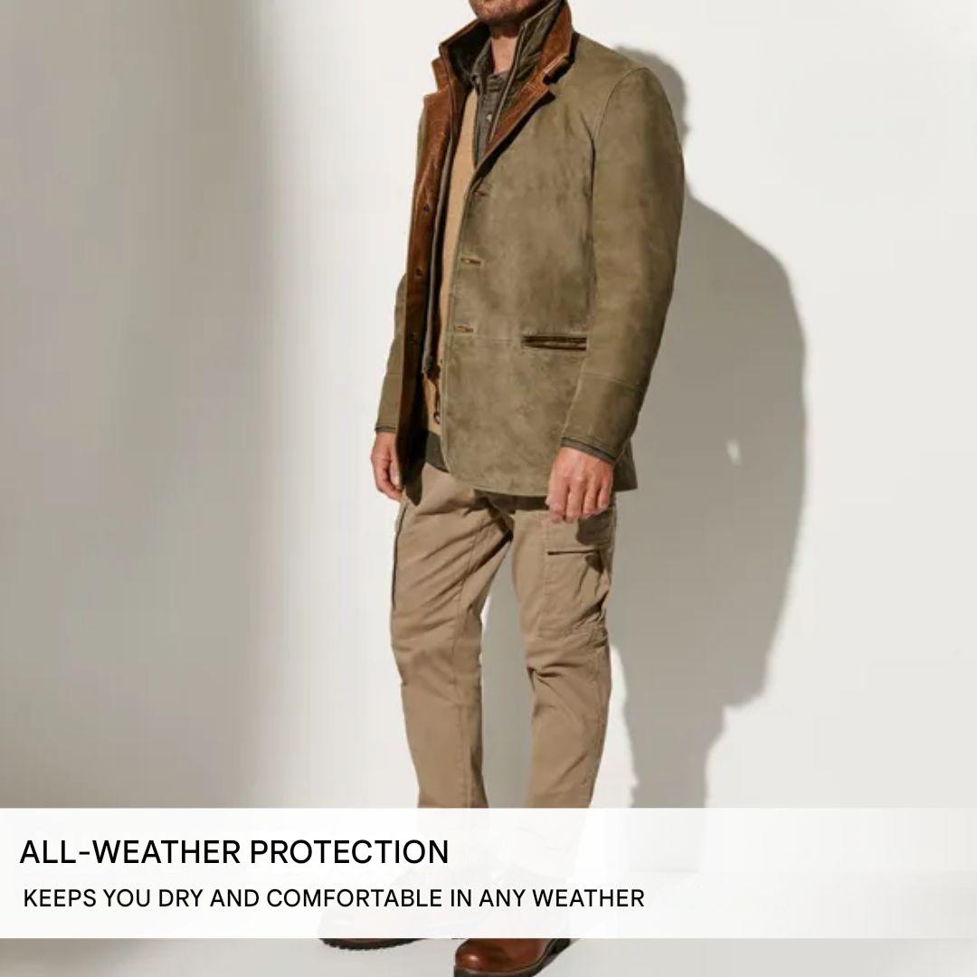 Wildleren Blazer Heren Herfst Bruin Zwart Blauw Khaki Reverskraag Tweeknops Casual Elegant Najaarscollectie | Sulvida