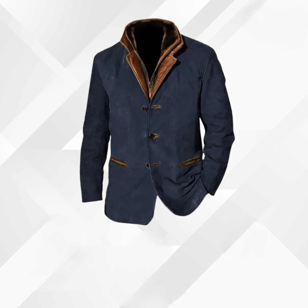 Wildleren Blazer Heren Herfst Bruin Zwart Blauw Khaki Reverskraag Tweeknops Casual Elegant Najaarscollectie | Sulvida