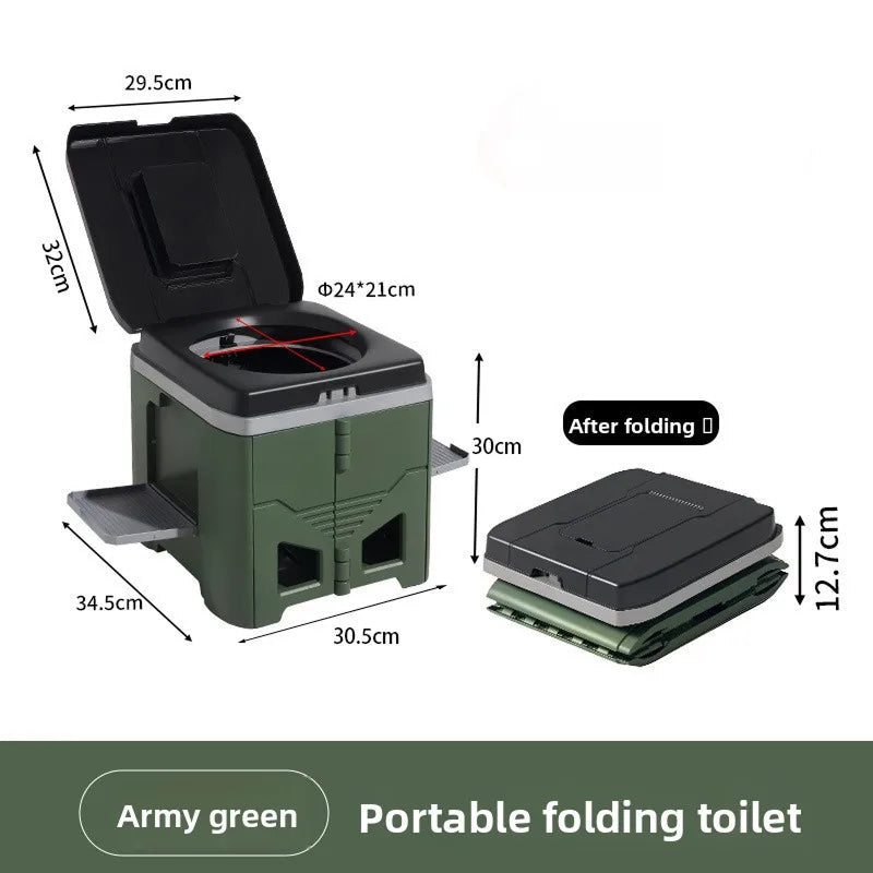 Toilettes de camping pliables avec porte-sacs et pieds réglables, 30×30×30 cm, toilettes portables d’urgence pour le camping | Sulvida