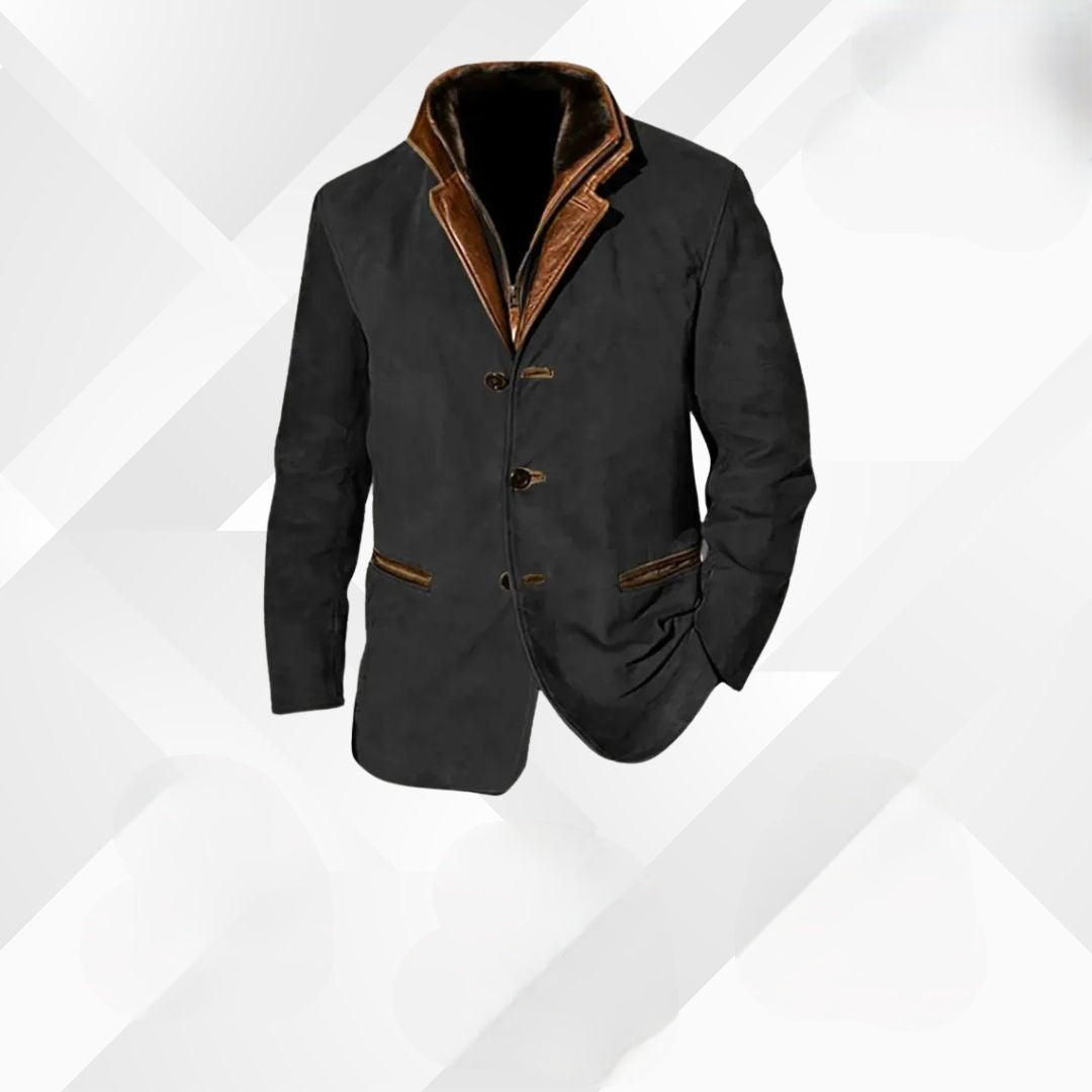 Wildleren Blazer Heren Herfst Bruin Zwart Blauw Khaki Reverskraag Tweeknops Casual Elegant Najaarscollectie | Sulvida