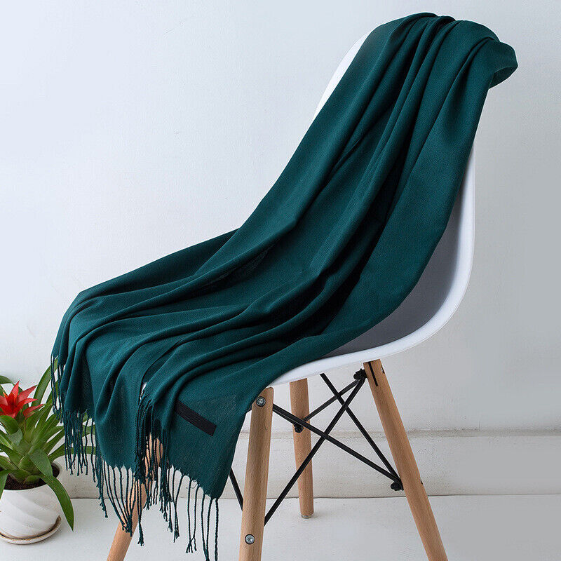 Écharpe en cachemire 200x70cm, châle haut de gamme et accessoire d’hiver chaud pour femme et homme, à franges, unisexe, 10 coloris | Sulvida