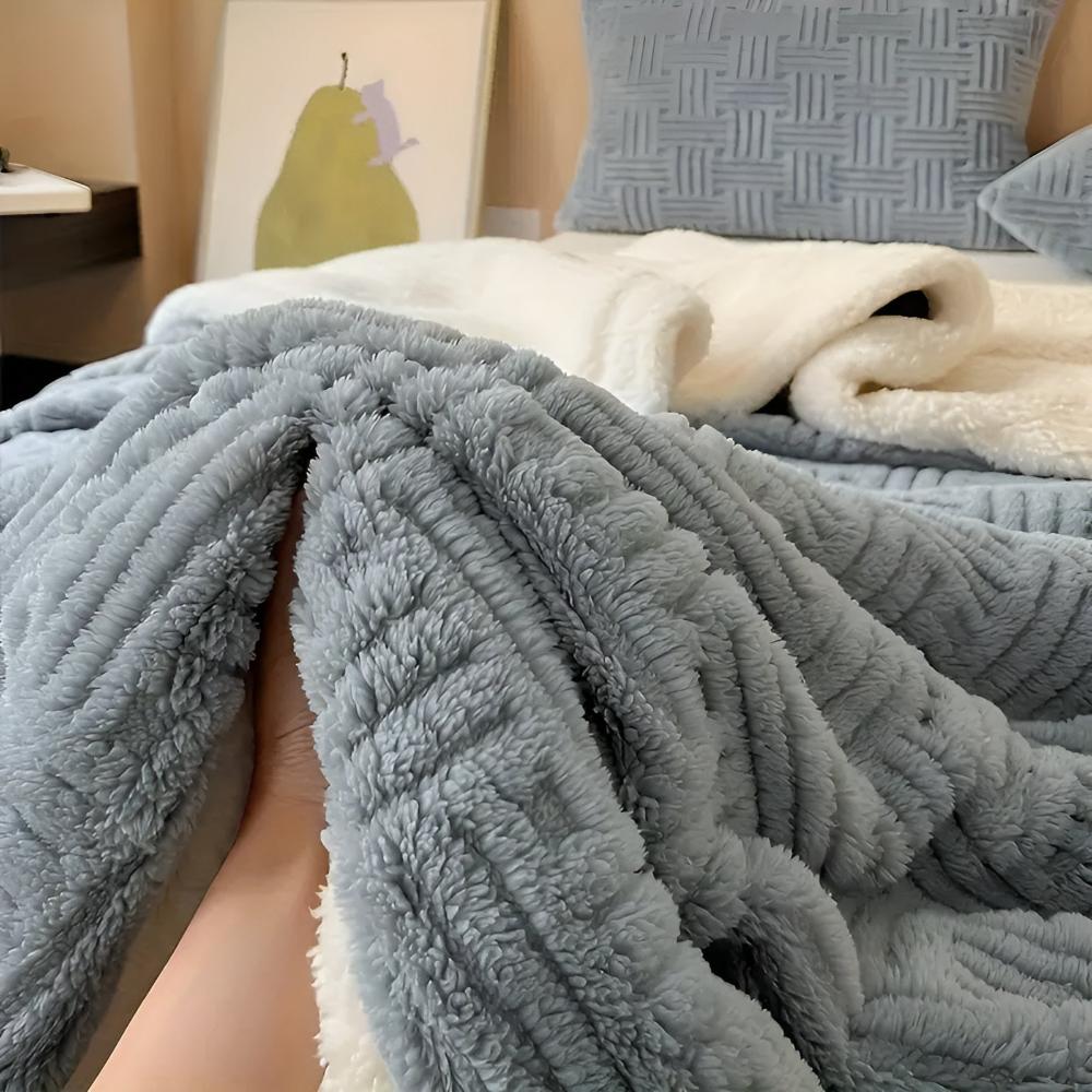 Sherpa Plaid Dubbel Gelaagd Fleece Geweven Patroon Warm Knuffeldeken Woonkamer Slaapbank Decoratief Deken | Sulvida