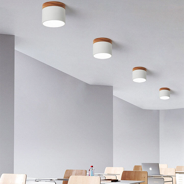 Moderne Plafondlamp Scandinavisch Minimalistisch Hout LED Klein Rond Strak Hal Slaapkamer Gang Verlichting | Sulvida