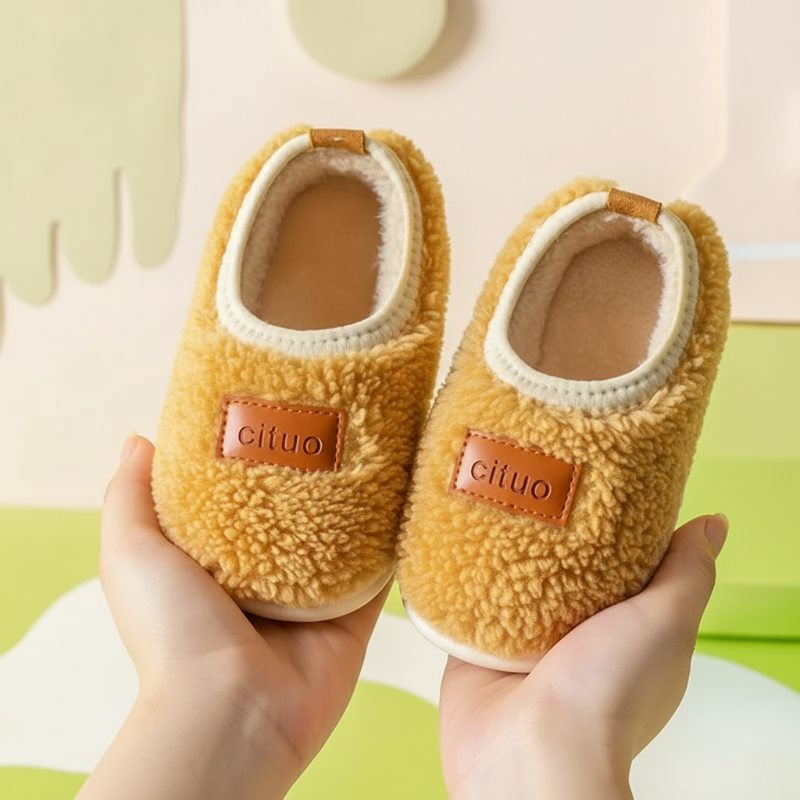 Chaussons d’hiver pour enfants doublés en polaire, avec semelle antidérapante, chauds et doux, rose, vert, marron, 12-18 mois, chaussures pour bébé | Sulvida