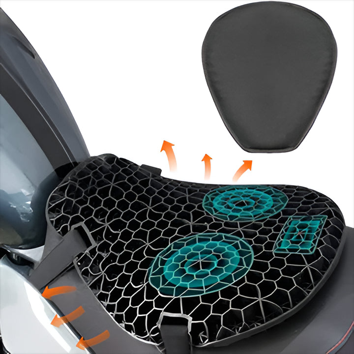Motorgelpad voor lange ritten – comfortabel zadelkussen met schokabsorptie en anti-slip ontwerp voor motorrijders | Sulvida