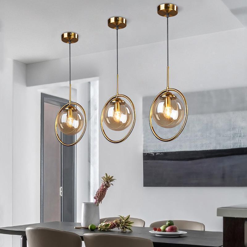 Glazen Hanglamp met Metalen Ring Dimbaar LED Verlichting voor Eetkamer Woonkamer Slaapkamer 10-15m² Modern | Sulvida