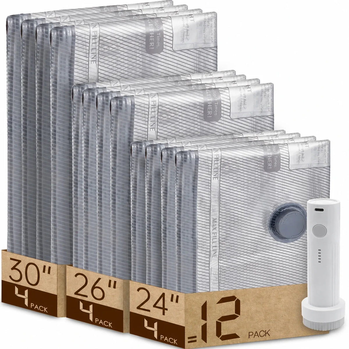 Vacuüm Opbergzakken 12-Pack met Elektrische Pomp Reis- en Kledingcompressie Ruimtebesparend Organisatie | Sulvida