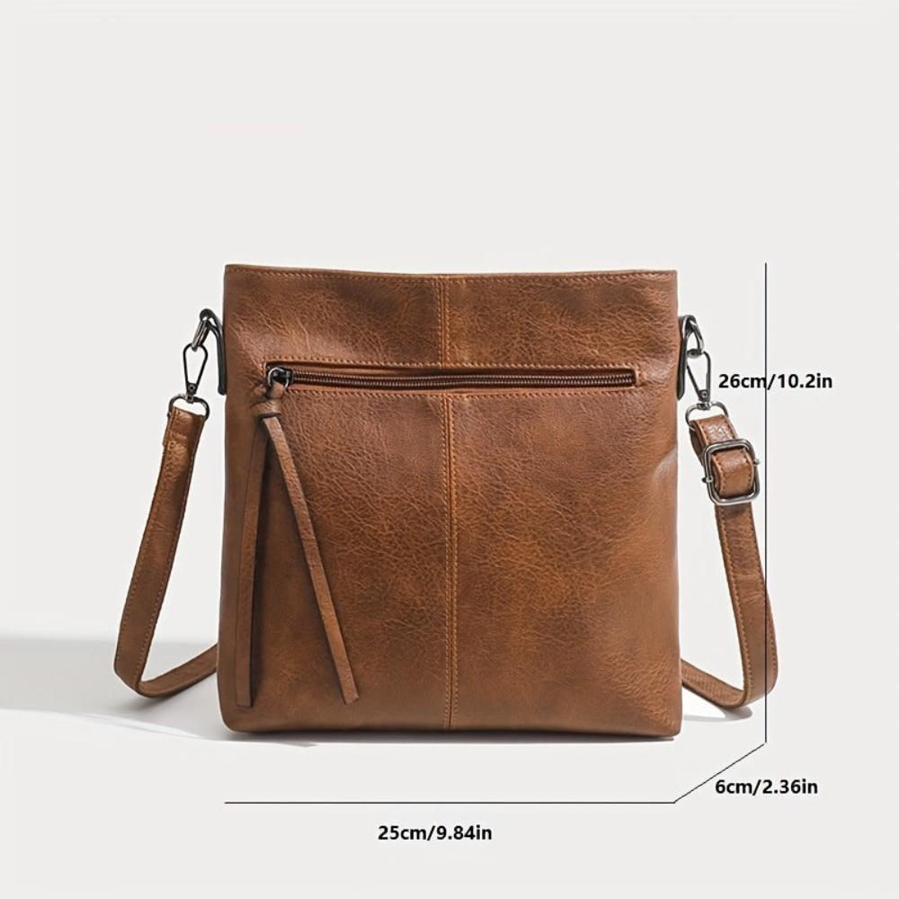 Vierkante Crossbody Tas Retro Vintage Schoudertas Bruin Kunstleer Dames Elegante Compacte Handtas Mode | Sulvida