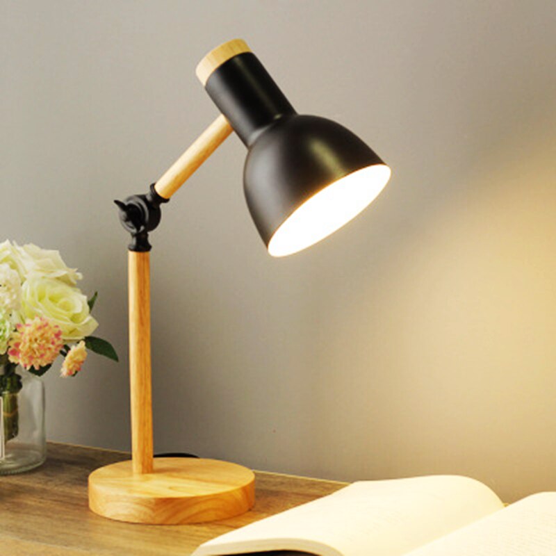 Houten design bureaulamp LED verstelbaar warm licht modern studielamp thuiskantoor leeslamp werkplek | Sulvida
