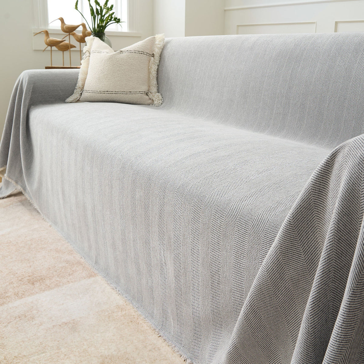 Geweven Bankhoes Visgraat Patroon Meubelbeschermer Huisdiervriendelijk Wasbaar Decoratief Sofa Woonkamer | Sulvida