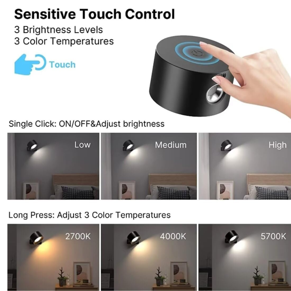 Draadloze LED Wandlamp Oplaadbaar met Afstandsbediening Magnetische Bevestiging Cilindrisch Design Sfeerlicht | Sulvida