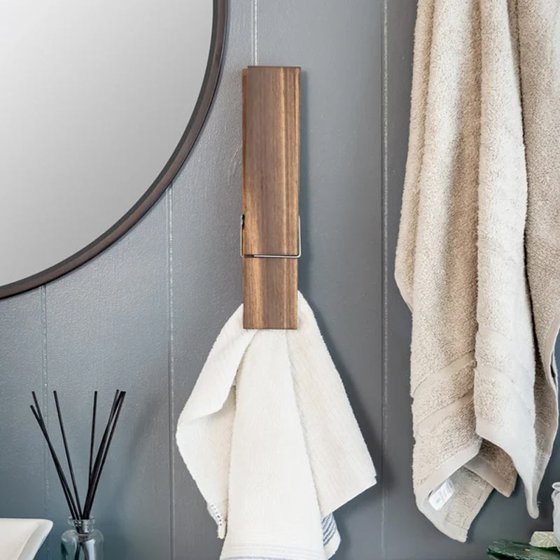 Houten Knijper Handdoekhouder Wandmontage Badkamer Keuken Vintage Decoratief Rustiek Design 22 cm Landelijk | Sulvida