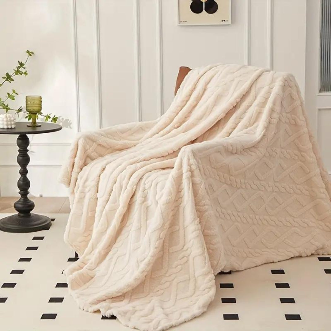 3D Fleece Plaid met Luxe Structuur Zachte Deken voor Bed Bank Woonkamer Wol-Effect Textuur Decoratief Slaapkamer | Sulvida