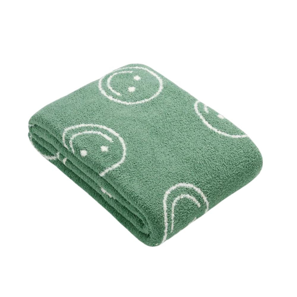 Pluche Plaid met Smiley Patroon – Zachte Fleece Deken voor Woonkamer Slaapkamer Bank Stoel Warm Decoratief | Sulvida