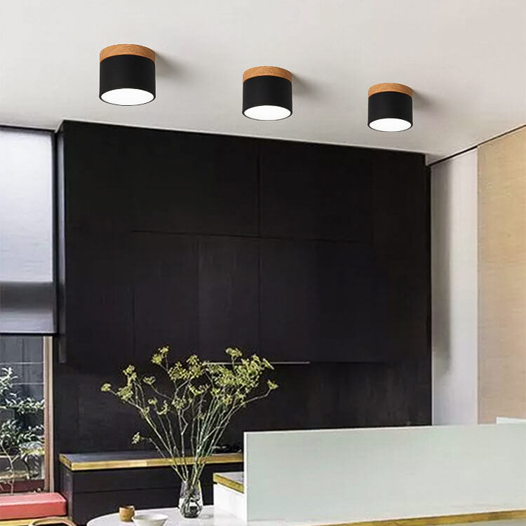 Moderne Plafondlamp Scandinavisch Minimalistisch Hout LED Klein Rond Strak Hal Slaapkamer Gang Verlichting | Sulvida