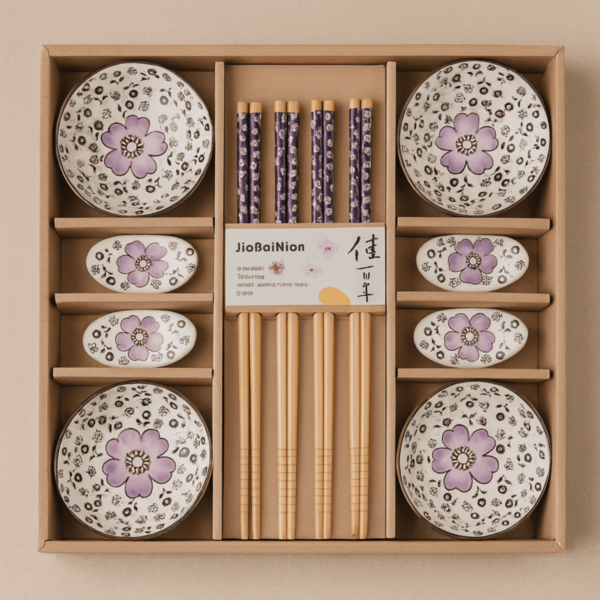 Japans Serviesset Kersenbloesem 12-delig Keramisch Eetservies Sushi Borden Kommen Porcelein Oosters Design | Sulvida