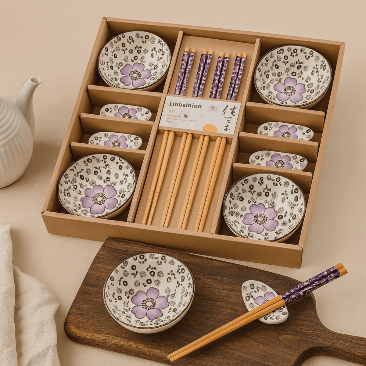 Japans Serviesset Kersenbloesem 12-delig Keramisch Eetservies Sushi Borden Kommen Porcelein Oosters Design | Sulvida