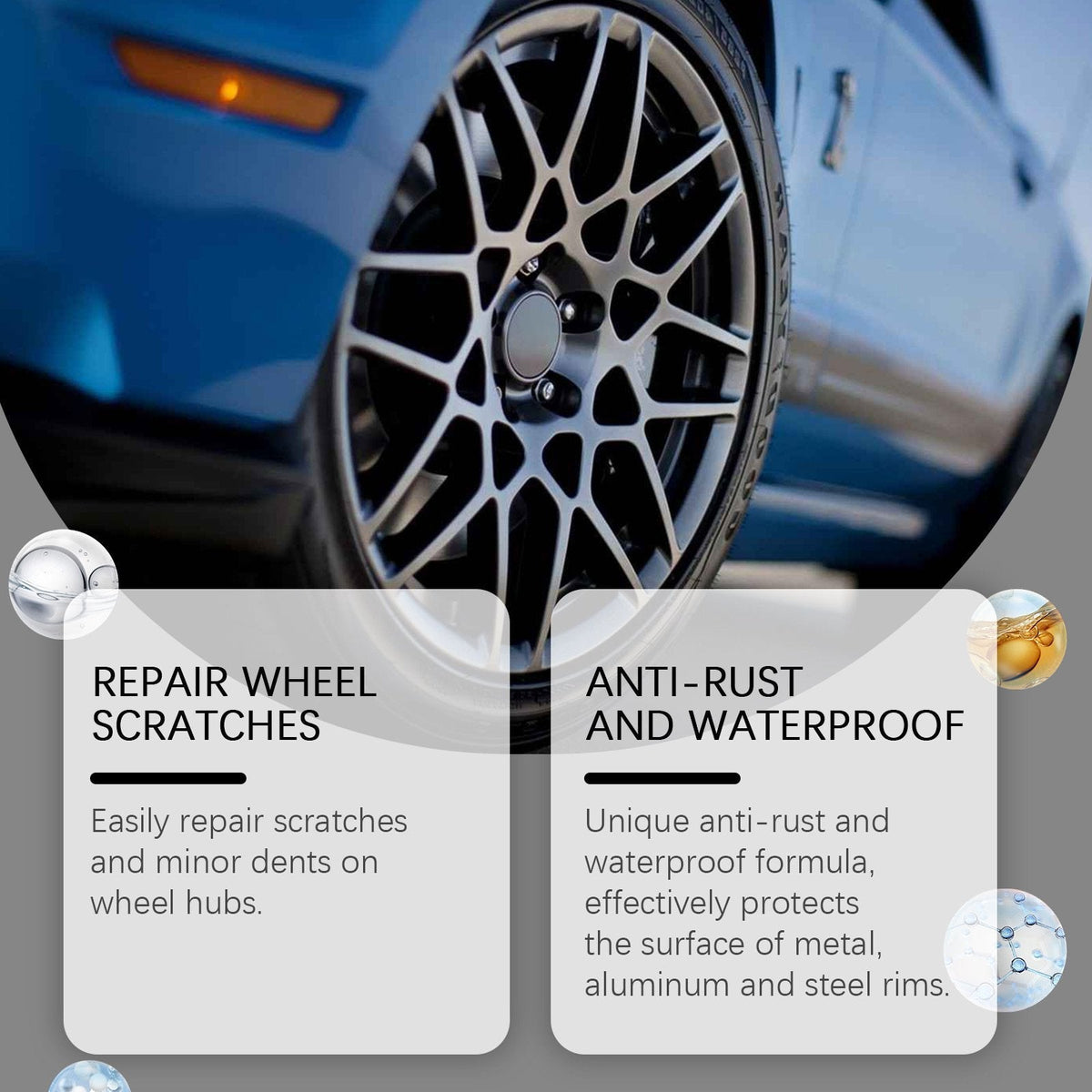 Stylo de retouche pour jantes noir, lot de 3 flacons pour réparer les petites rayures des jantes et retoucher la peinture des roues de voiture | Sulvida