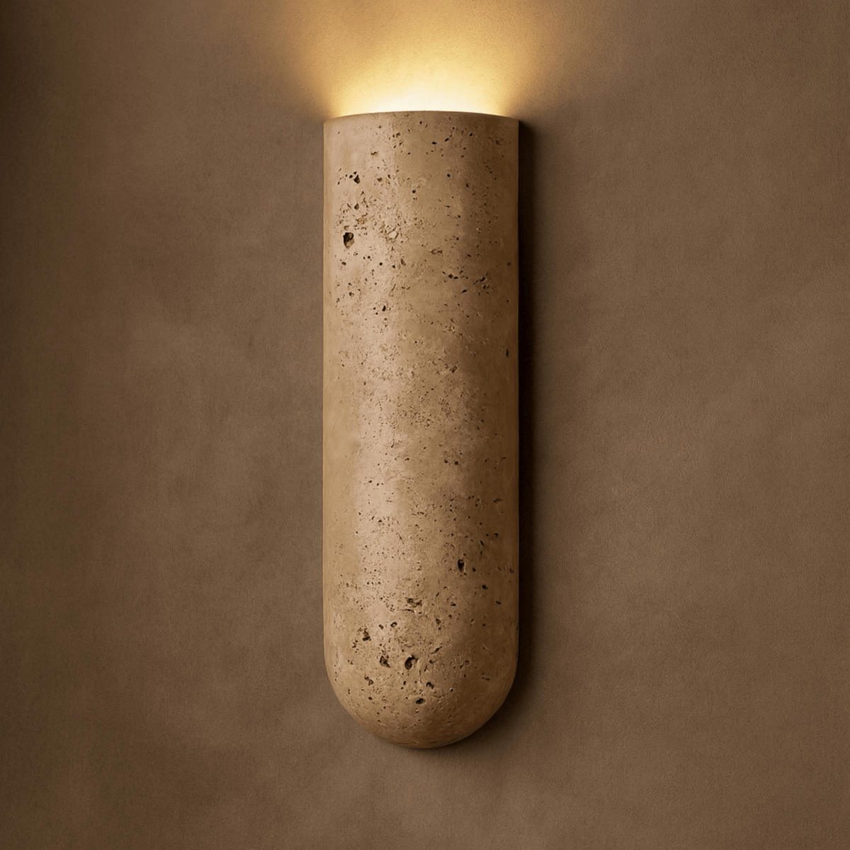 Wandlamp Natuursteen Travertijn LED Geel Warm Licht Handgemaakt Sfeervol Design Woonkamer Slaapkamer | Sulvida