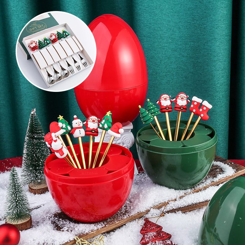 Feestelijk Bestek Set met Kerstthema Roestvrijstalen Vork Lepel Mes Tafelbestek Kerstdiner Decoratie | Sulvida