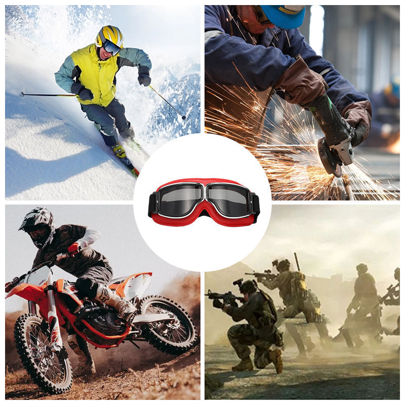 Motorgoggles Leer Vintage Aviator Over Bril Motorrijden Ski Bescherming UV Windscherm Verstelbaar Retro | Sulvida