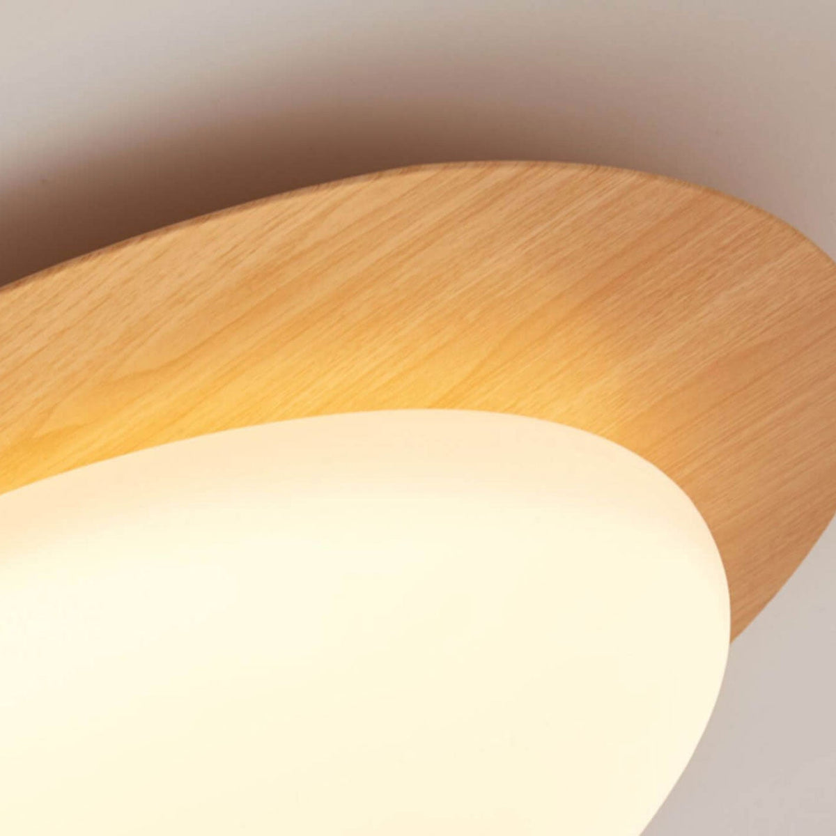 LED plafondlamp met houtafwerking ovaal Scandinavisch design dimbaar warm neutraal koel licht woonkamer | Sulvida