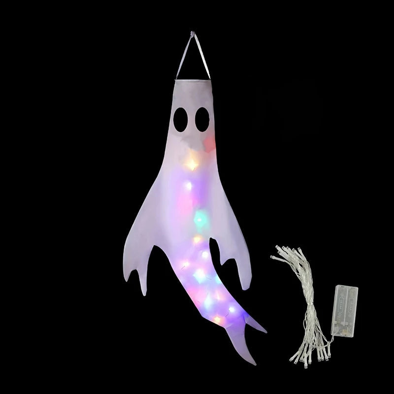Spookwindzak met LED-verlichting Halloween Decoratie Tuin Buiten Binnen Hangend 130 cm Lichtgevend Griezel | Sulvida