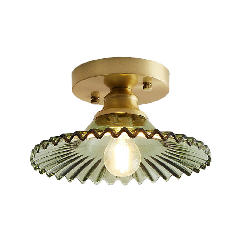 Plafondlamp geribbeld glas groen transparant industrieel design hangend montage woonkamer hal entree | Sulvida