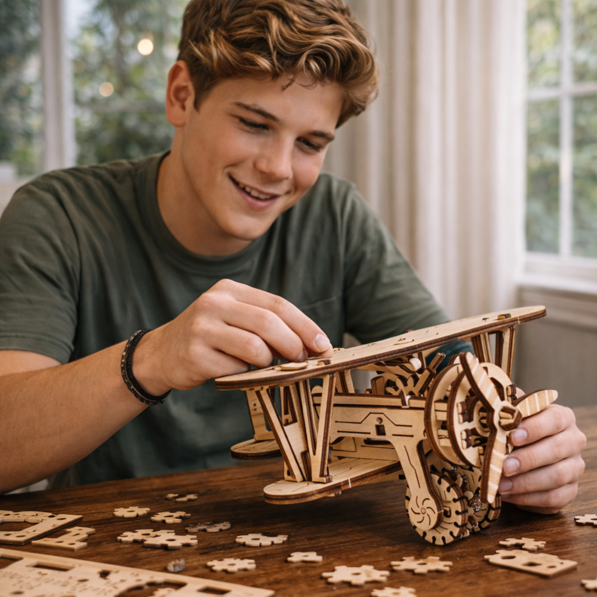 3D Houten Vliegtuig Bouwpakket Mechanisch Model Puzzel Cadeau Decoratie Volwassenen DIY Zelfbouw Creatief | Sulvida