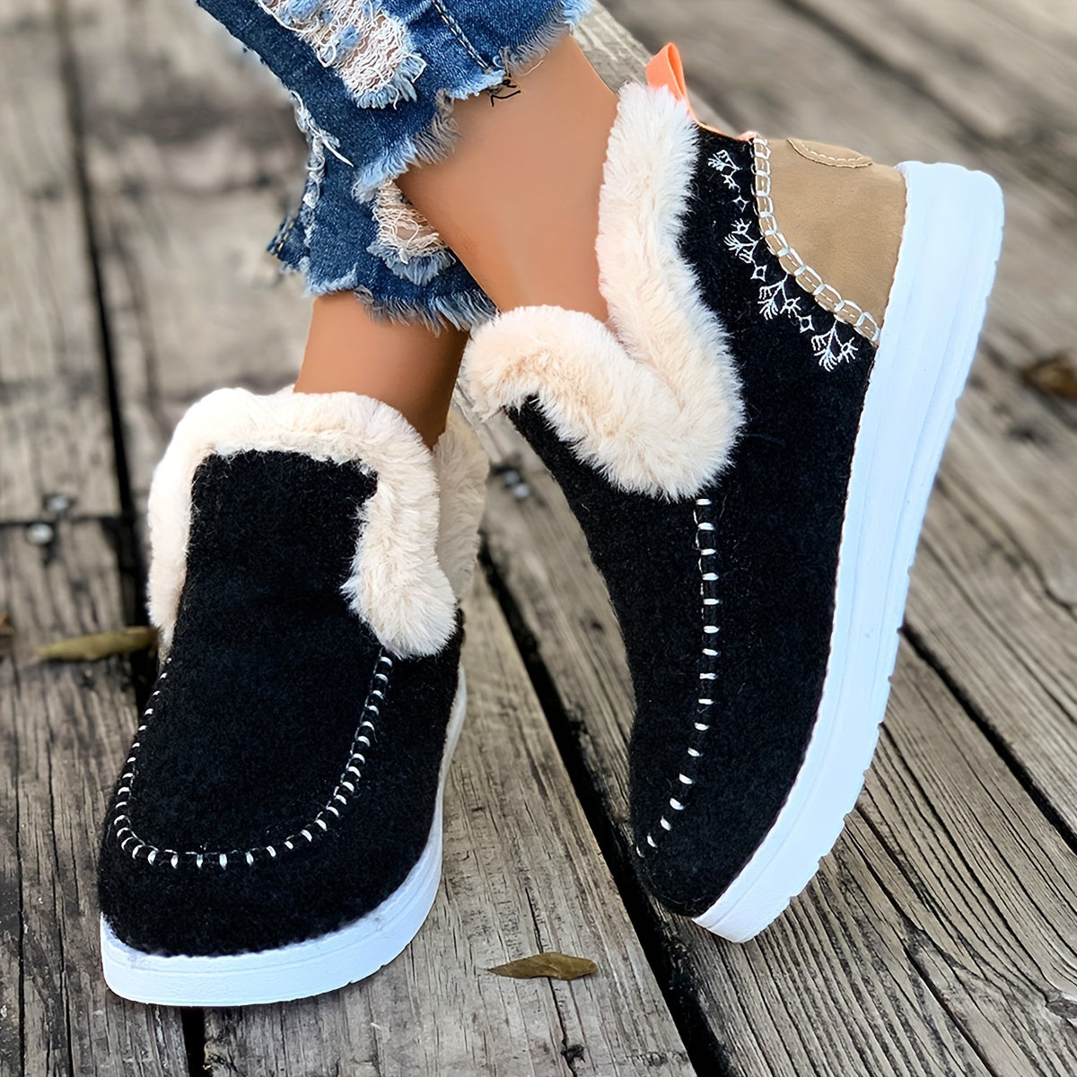 Chaussons pour femme avec semelle antidérapante en PU et doublure douce en peluche, chauds pour l’hiver, pour l’intérieur | Sulvida