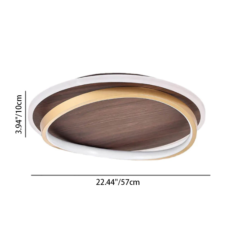 Scandinavische LED Plafondlamp Walnoot Goud 37-57 cm Geïntegreerde Verlichting Modern Design Woonkamer | Sulvida
