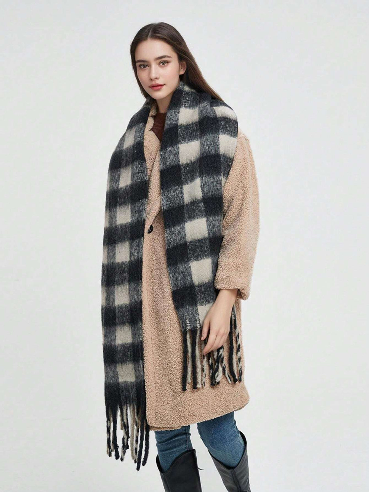 Geruite Wintersjaal voor Dames en Heren Zachte Dikke Kasjmier Sjaal 38x230cm Warm Stijlvol Comfortabel | Sulvida