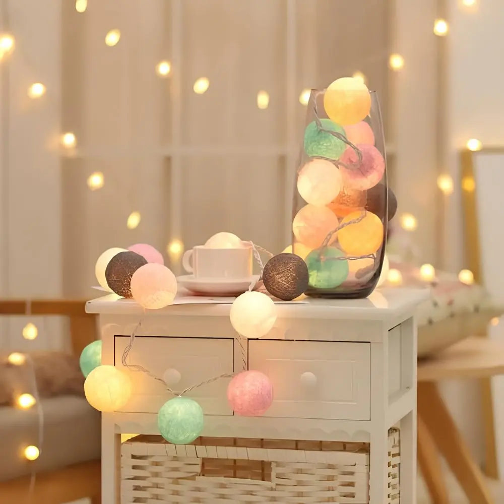 Katoenen Lichtbollenslinger Sfeerverlichting Kinderkamer Feestdecoratie USB Batterij 1,5 tot 10 Meter | Sulvida