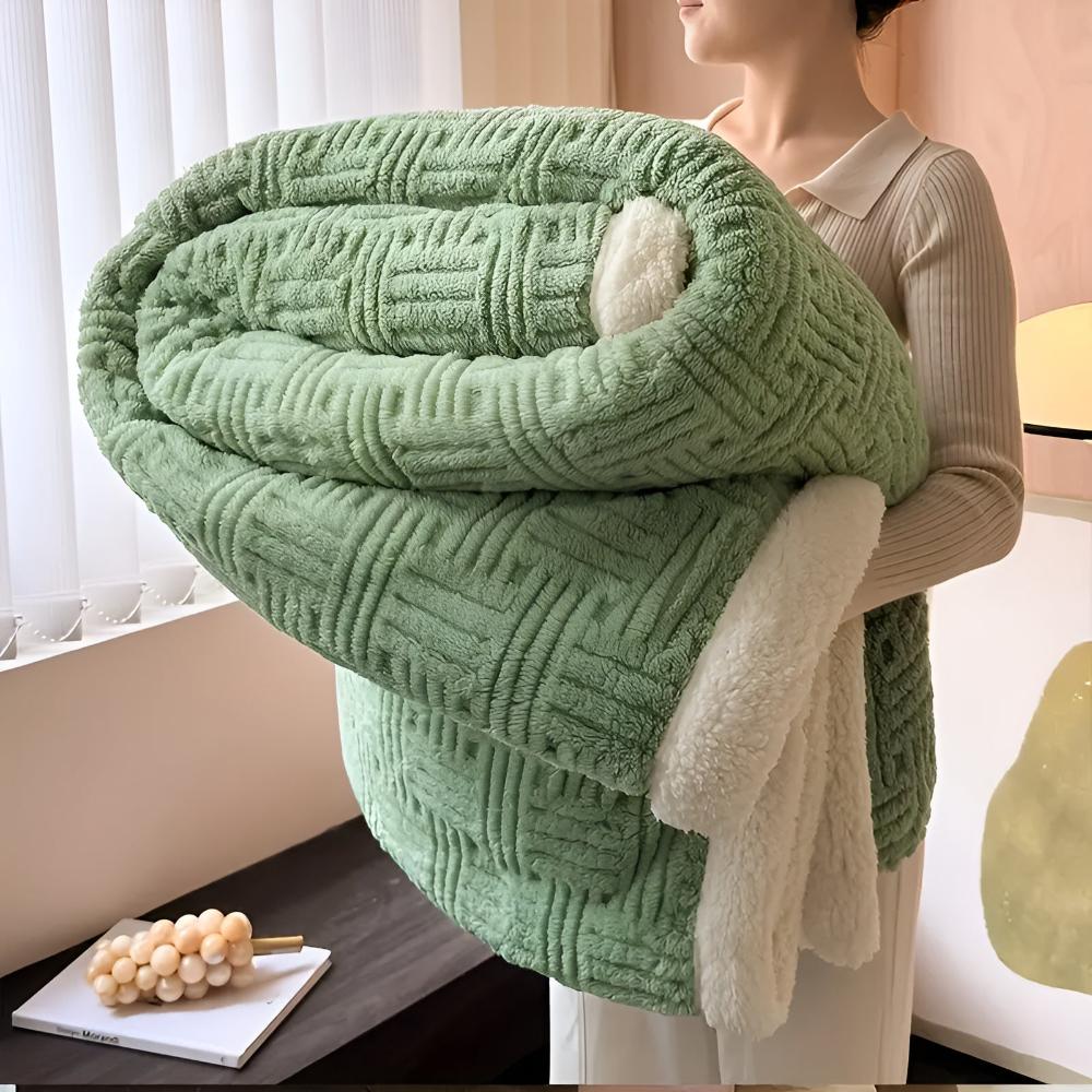 Sherpa Plaid Dubbel Gelaagd Fleece Geweven Patroon Warm Knuffeldeken Woonkamer Slaapbank Decoratief Deken | Sulvida