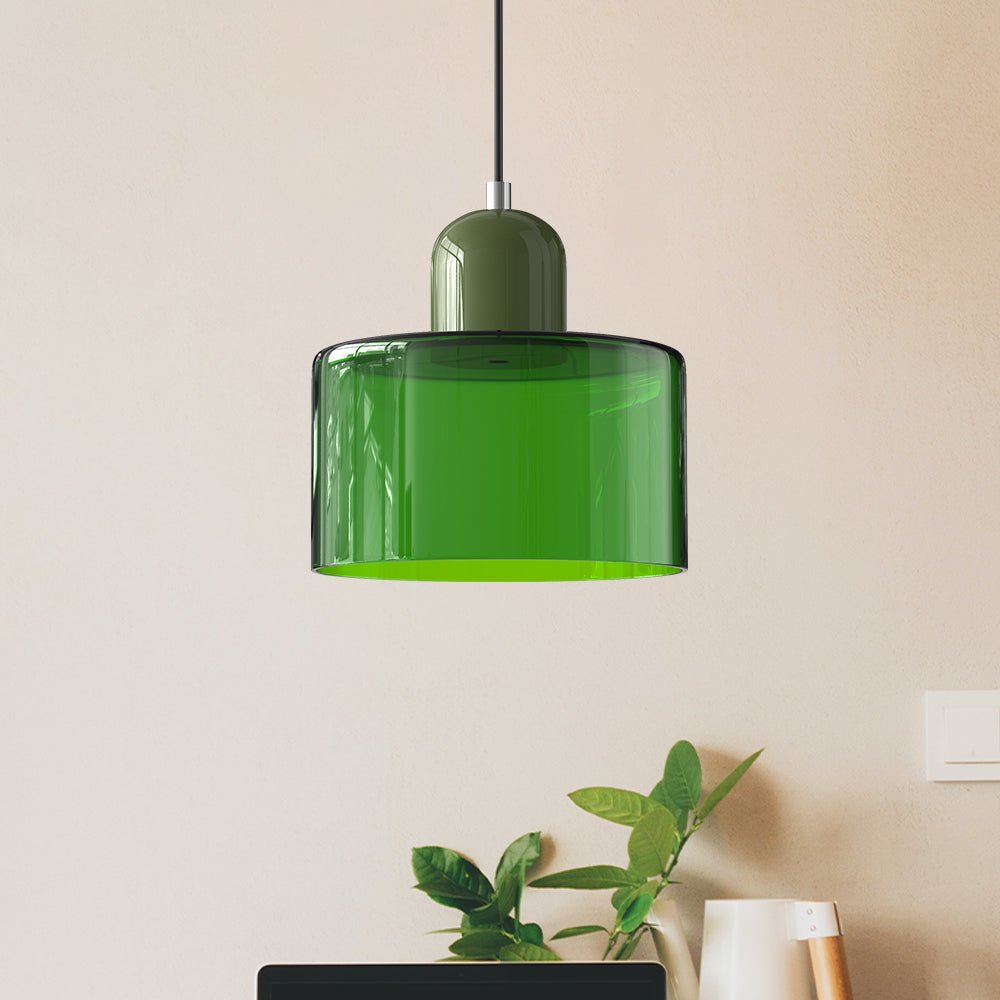 Glazen Hanglamp Bauhaus Stijl E27 Fitting Gekleurde Kap Eetkamer Interieur Designverlichting Woonkamer | Sulvida