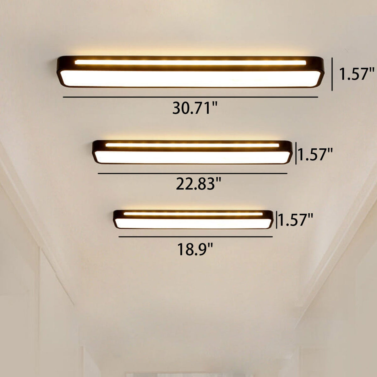 Langwerpige LED-plafondlamp voor hal en woonkamer minimalistische stijl zwart wit moderne verlichting | Sulvida