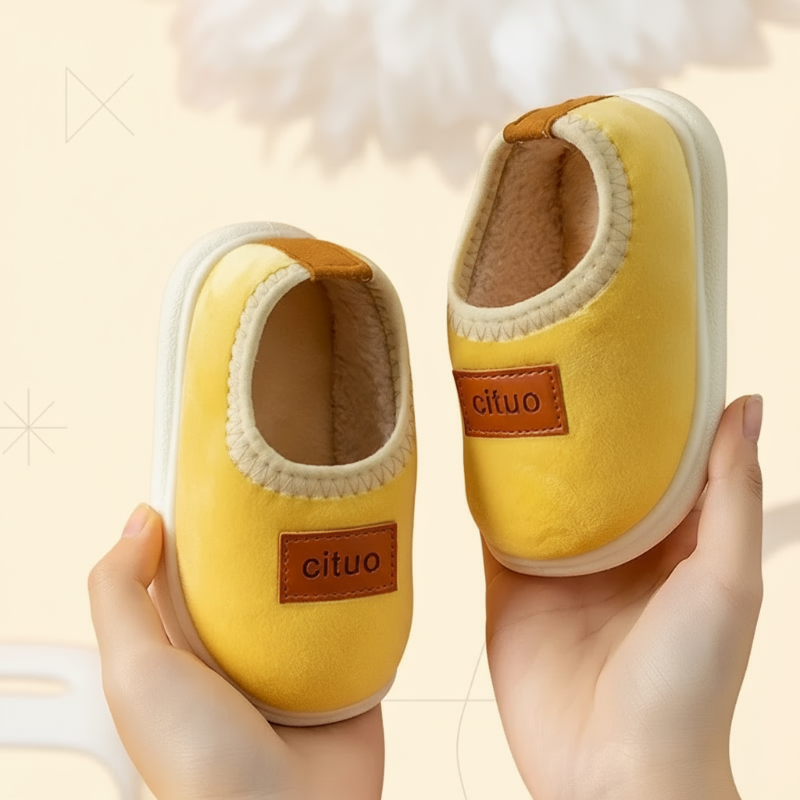Chaussons d’hiver pour enfants doublés en polaire, avec semelle antidérapante, chauds et doux, rose, vert, marron, 12-18 mois, chaussures pour bébé | Sulvida