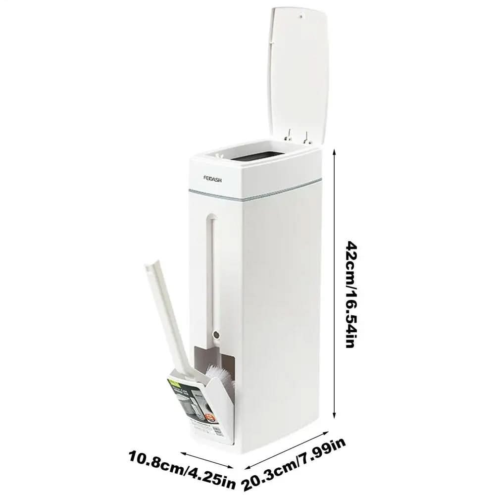 Smalle Prullenbak met Geïntegreerde WC-Borstel | Compacte Badkamer Afvalbak 4,5L | Ruimtebesparend Toilet | Sulvida