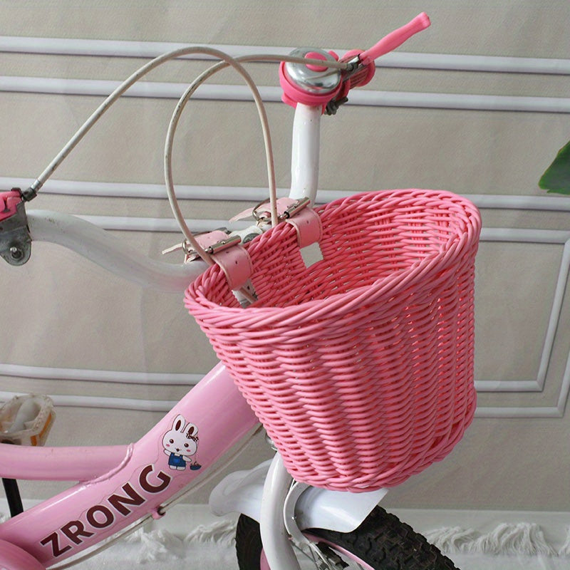 Geweven Fietsmand voor Kinderen Kunstriet Roze Wit Zwart Paars Bruin Stuurmand Fietsaccessoire Retro | Sulvida