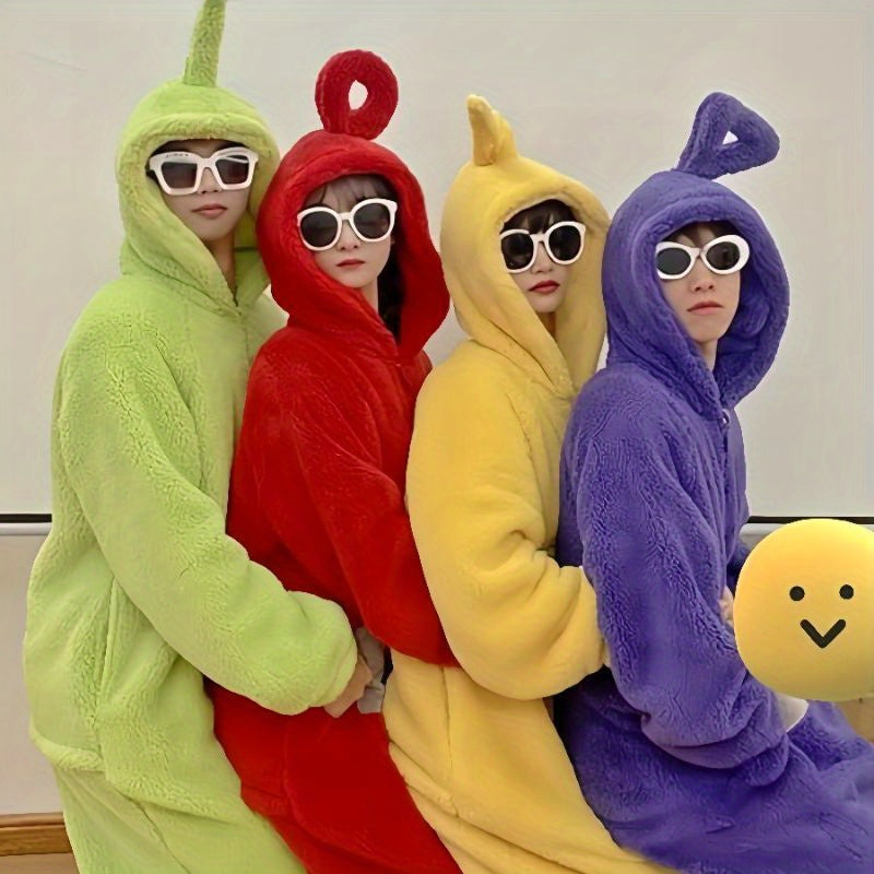 Zachte Cartoon Onesie met Capuchon en Bril voor Feest Halloween Lounge Relax Comfort Kostuum Pyjama Nachtkleding | Sulvida