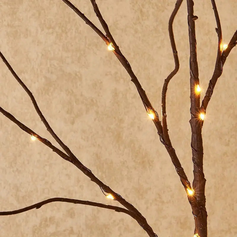 Decoratieve Verlichting op Takken met Bloesemdetail Hout Batterij Set van 2 Sfeervolle Tafellamp Interieur | Sulvida