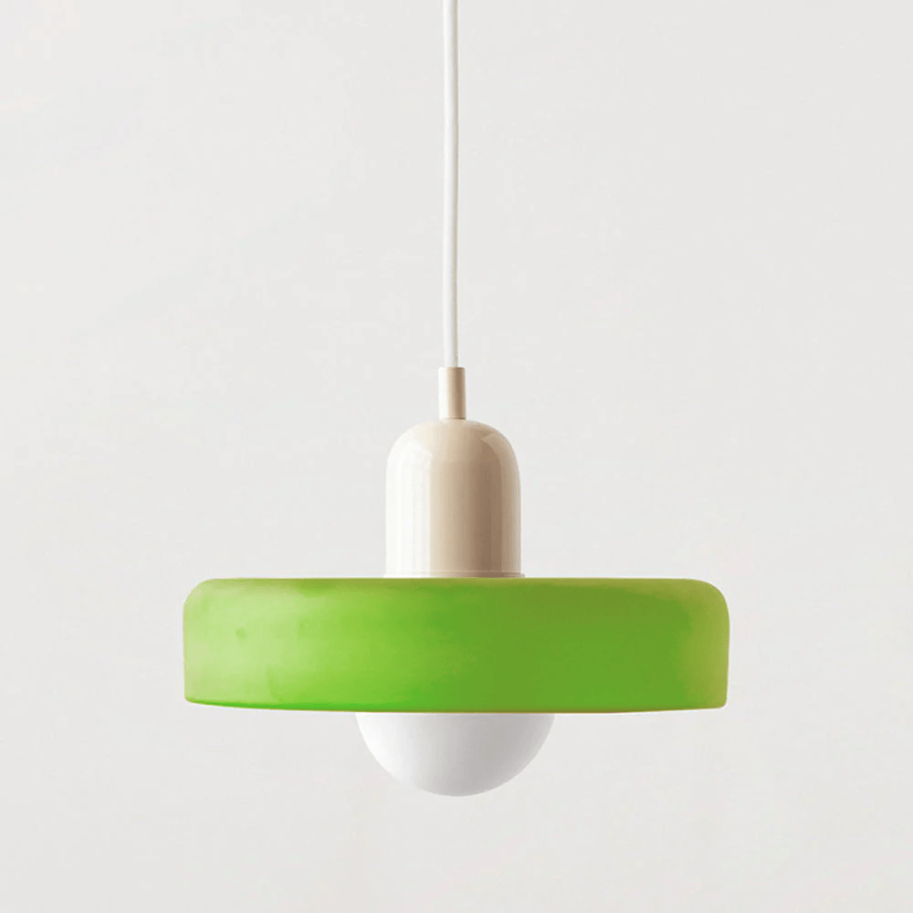 Glazen Hanglamp Rond Design Gekleurd Glas Ø25-35cm Groen Geel Wit Eettafel Woonkamer Eetkamer Decoratief | Sulvida