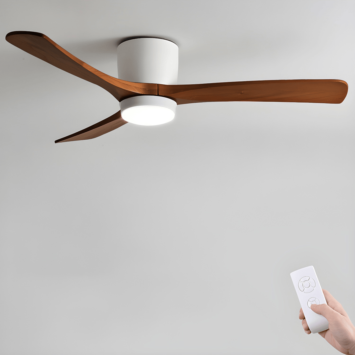 Plafondventilator met Verlichting Houten Bladen Afstandsbediening 6 Snelheden Dimbaar Licht Woonkamer | Sulvida