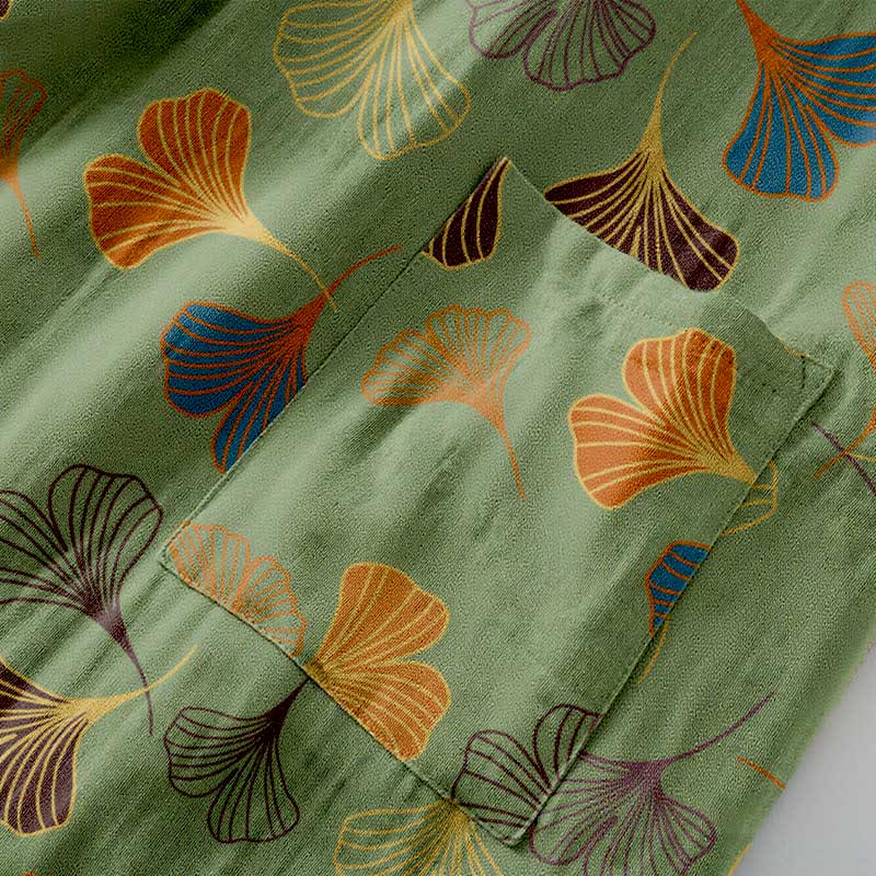 Luxe Katoenen Gaas Kimono Badjas met Ginkgo Biloba Print | Lichtgewicht Ochtendjas voor Dames en Heren | Ademend Dubbellaags Gaasweefsel | Sulvida