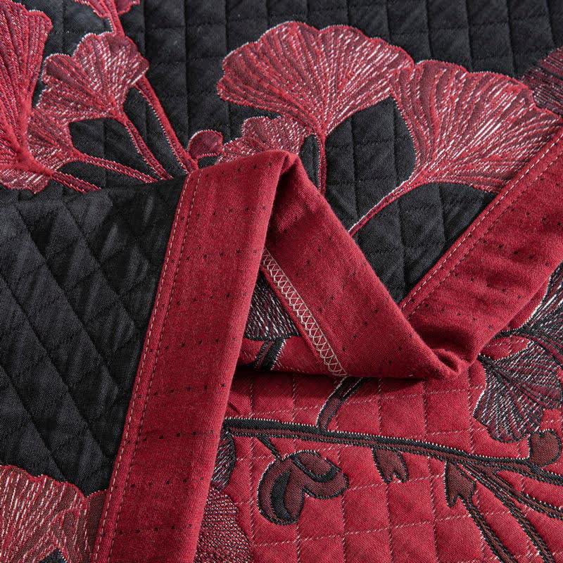 Omkeerbaar Quilt Dekbed met Ginkgo Blad Patroon 100% Katoen Zacht Ademend Tweezijdig Beddengoed voor Alle Seizoenen Slaapkamer | Sulvida